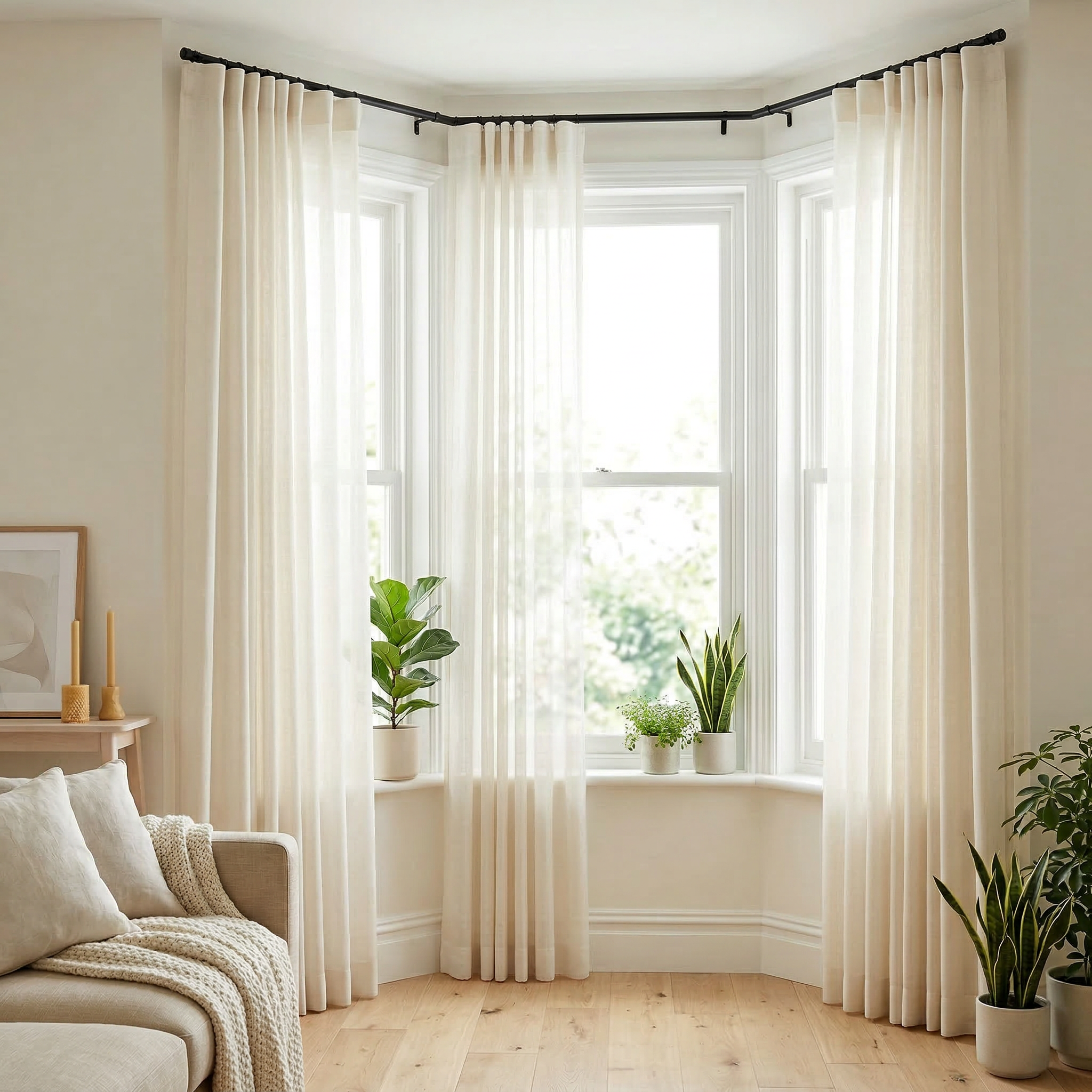 Natural Cream Pleated Tulle Sheer Curtains