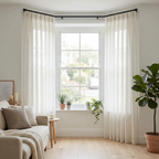 White Linen Effect Tulle Curtains