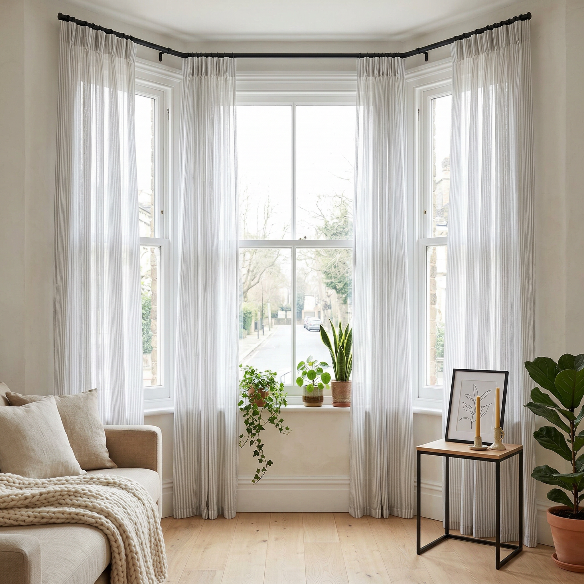 Vertical Stripe Linen Blend Cotton Curtains