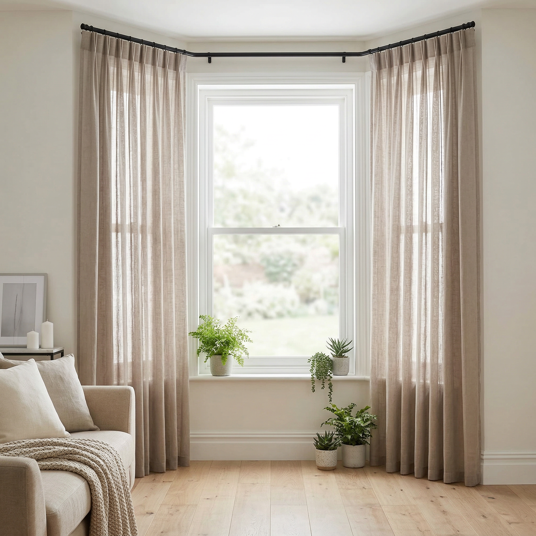 Elegant Stone Grey Textured Slub Tulle Curtain