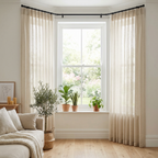 Square Grid Linen Effect Net Curtains