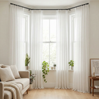 White Textured Slub Sheer Voile Curtains