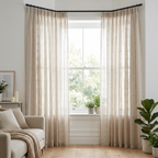 Contemporary Greige Textured Linen Patterned Curtain