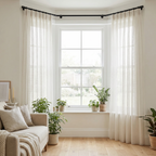 Square Grid Linen Effect Net Curtains