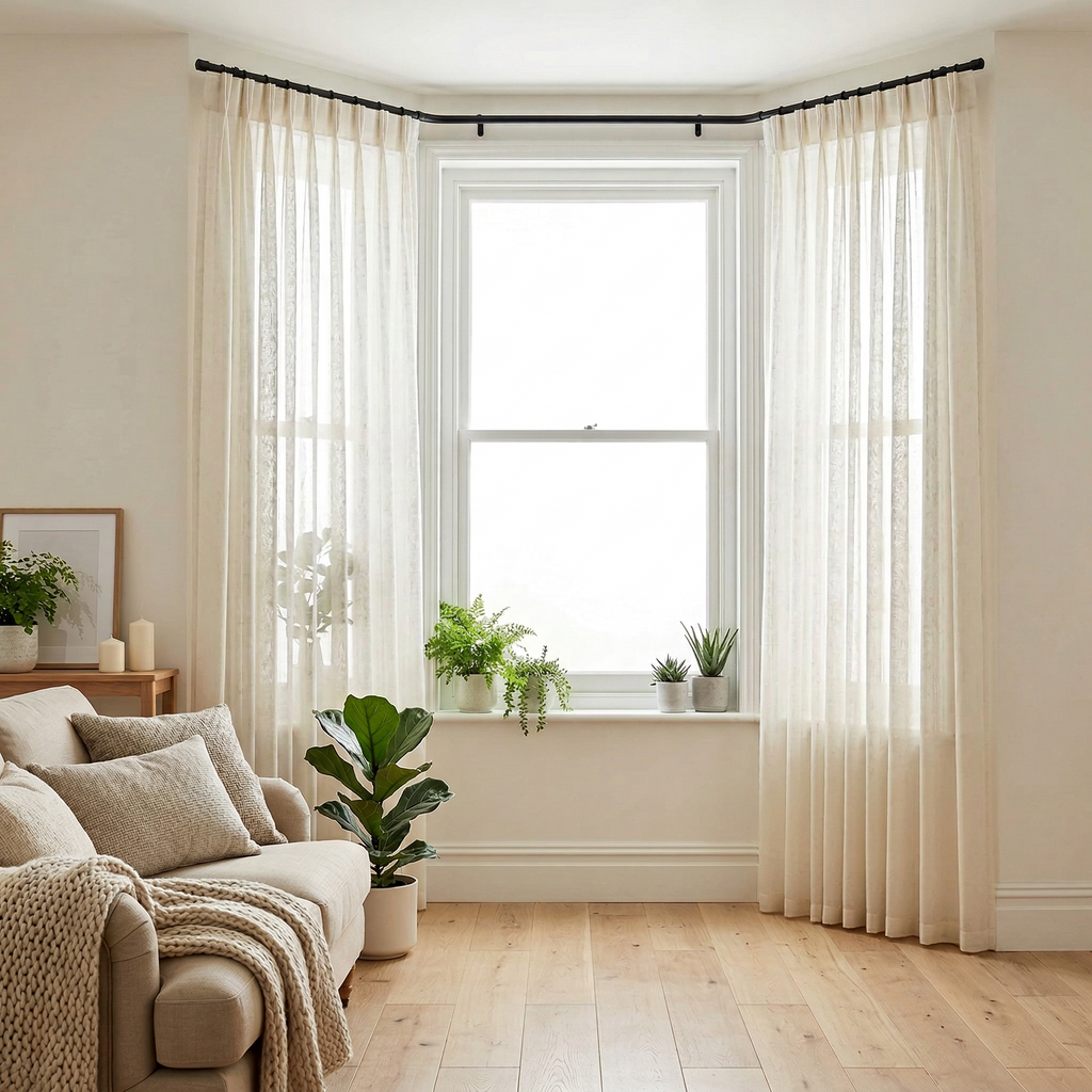 Mink Distressed Slub Tulle Sheer Curtains