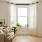 Mink Distressed Slub Tulle Sheer Curtains