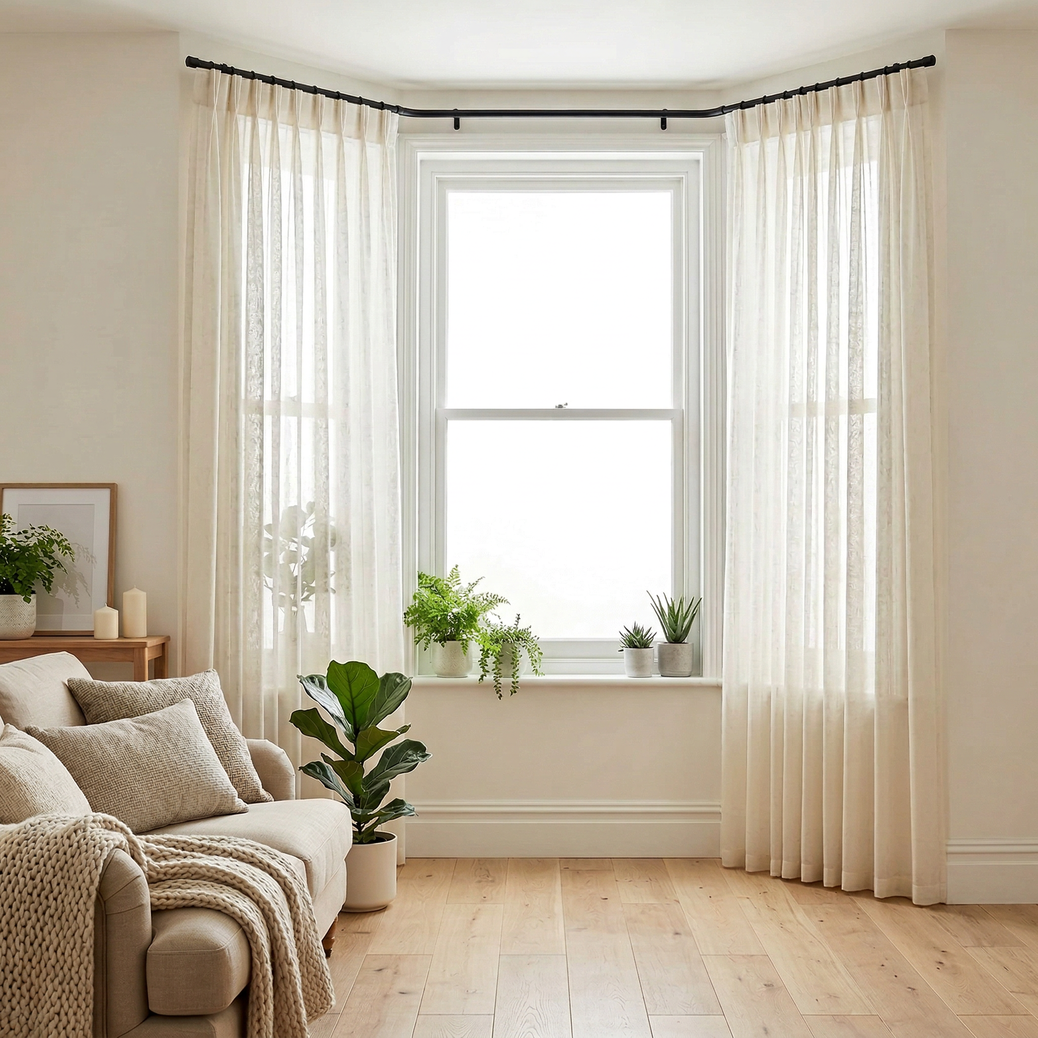 Mink Distressed Slub Tulle Sheer Curtains