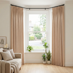 Stone Cream Cotton Linen Tweed Effect Curtain