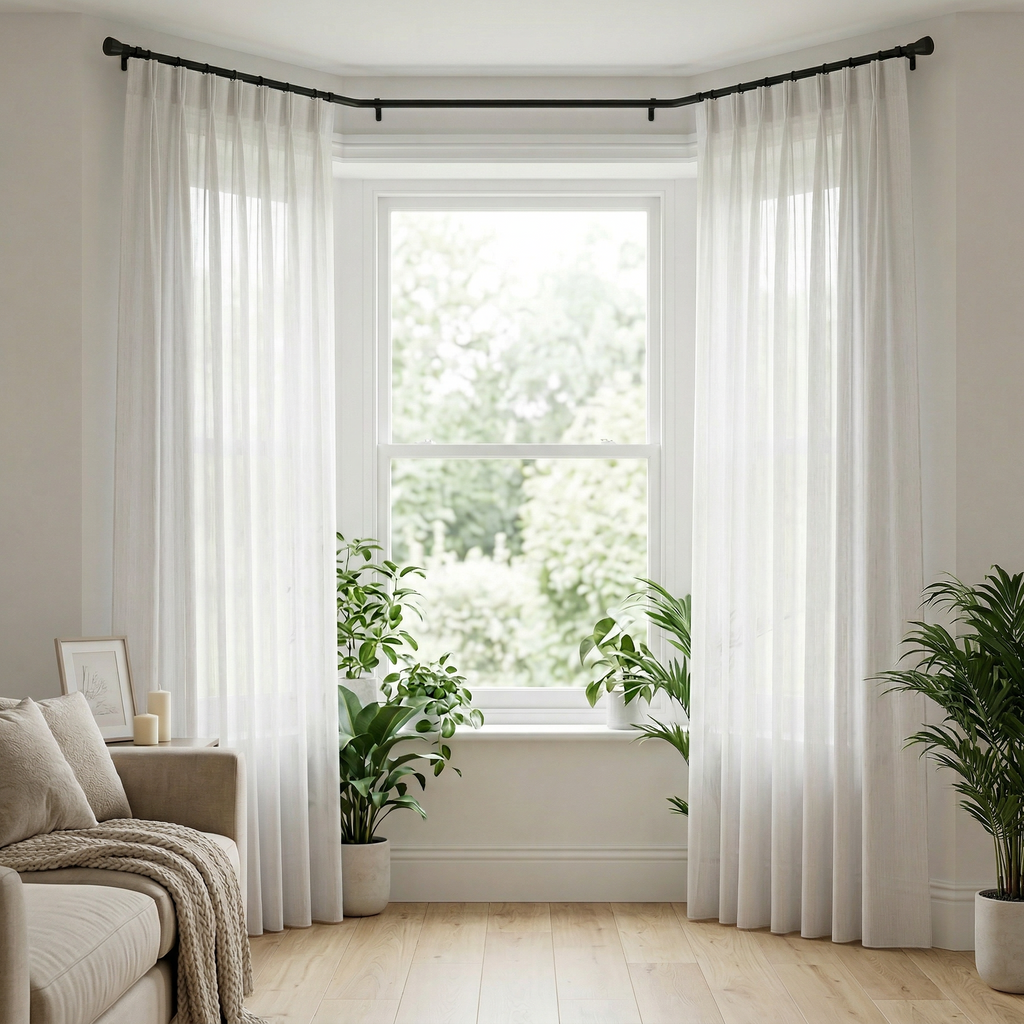 Soft Wave Effect Linen Cotton Sheer Curtains