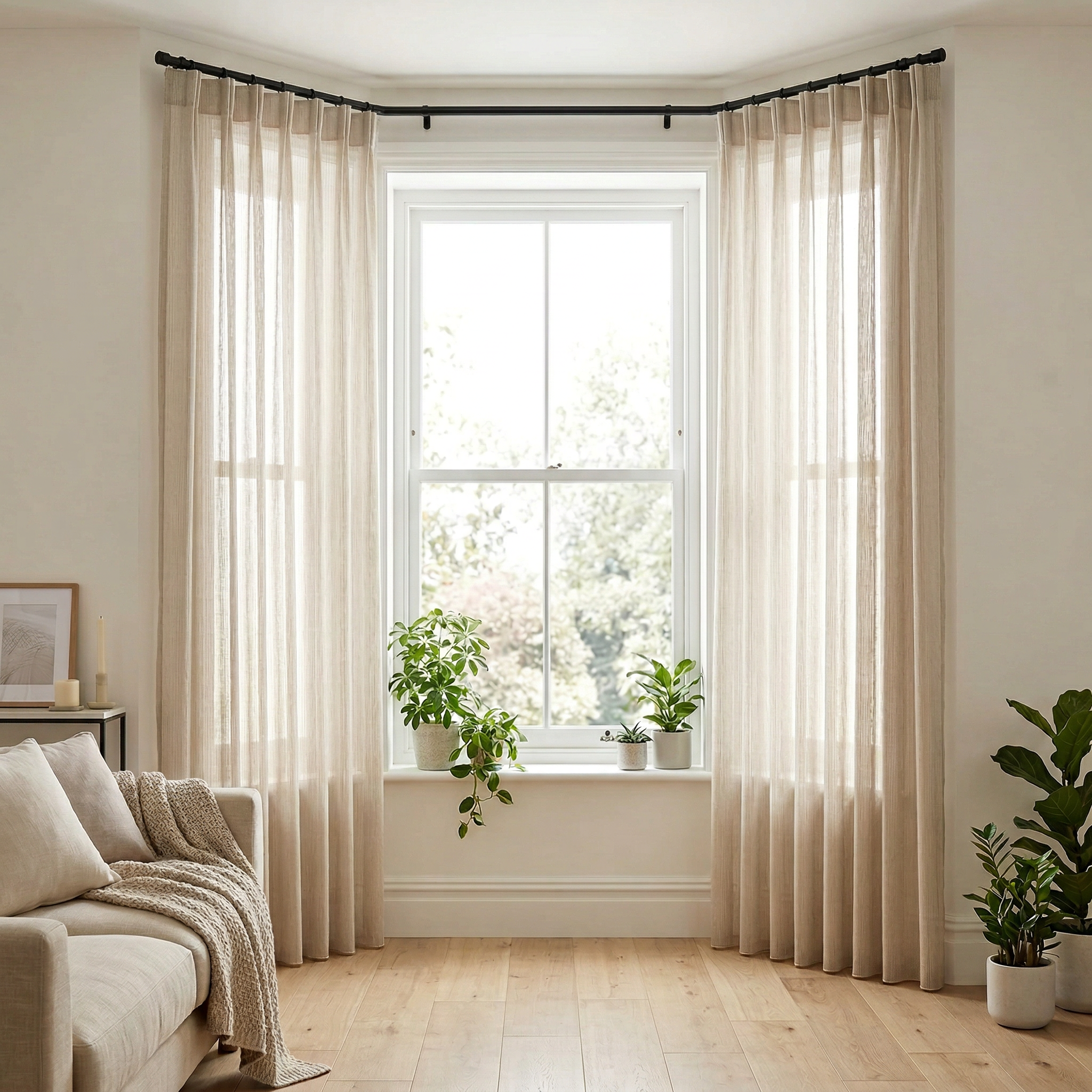 Soft Wave Effect Linen Cotton Sheer Curtains
