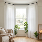 White Textured Slub Sheer Voile Curtains