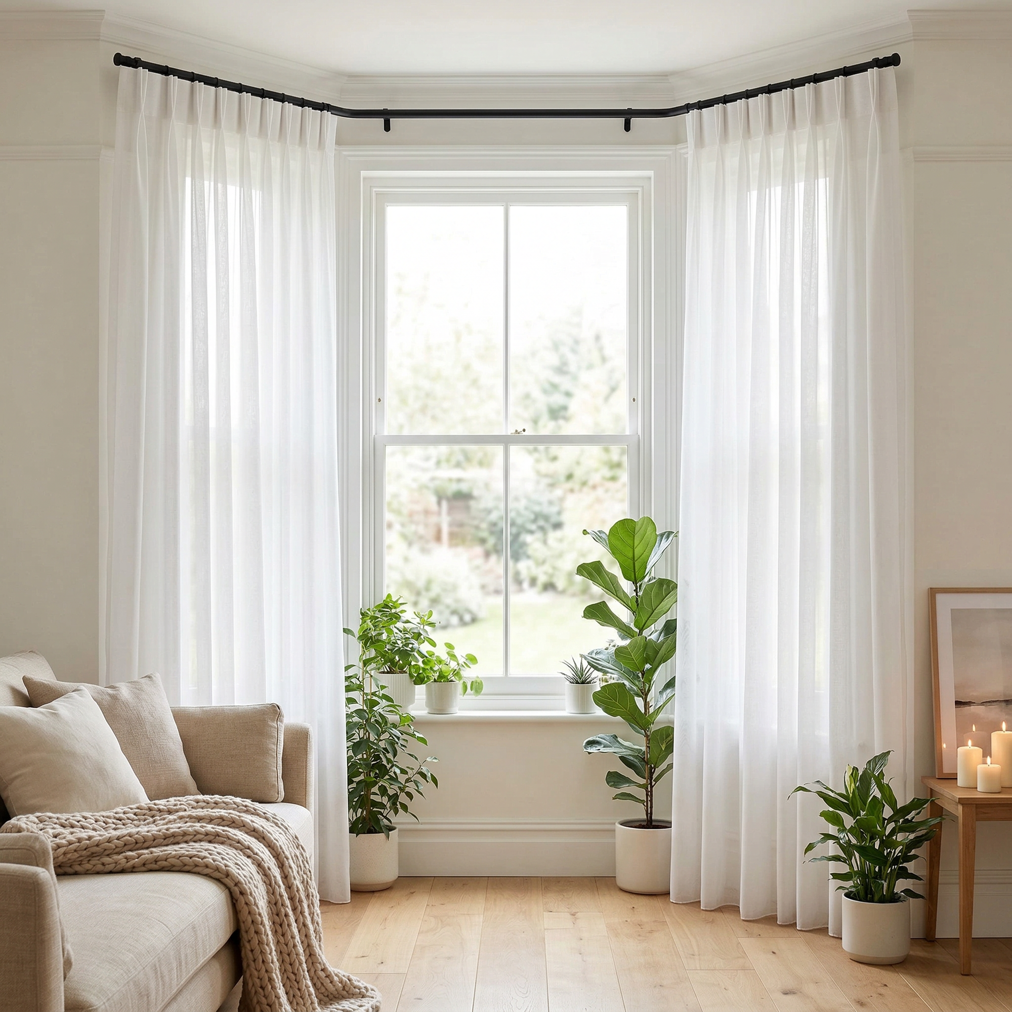 White Textured Slub Sheer Voile Curtains