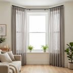 Square Grid Linen Effect Net Curtains