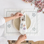 Flower Luxury Embroidered Table Linen Collection – 100% Egyptian Cotton & Linen