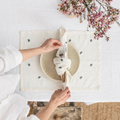 Leaf Motif Luxury Embroidered Table Linen Collection – 100% Egyptian Cotton & Linen