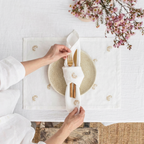 Crecnt Motif Luxury Embroidered Table Linen Collection – 100% Egyptian Cotton & Linen