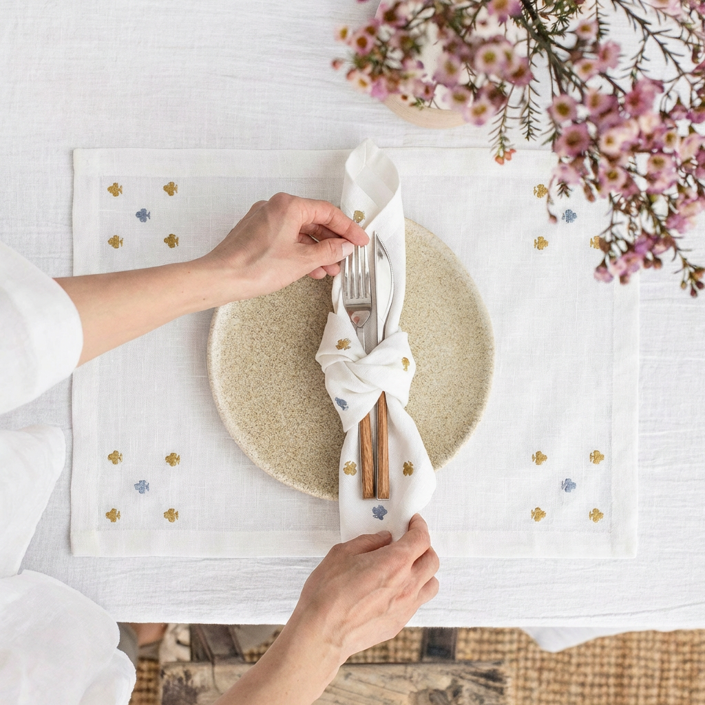 Play Card Luxury Embroidered Table Linen Collection – 100% Egyptian Cotton & Linen