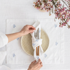 Single Motif Luxury Embroidered Table Linen Collection – 100% Egyptian Cotton & Linen