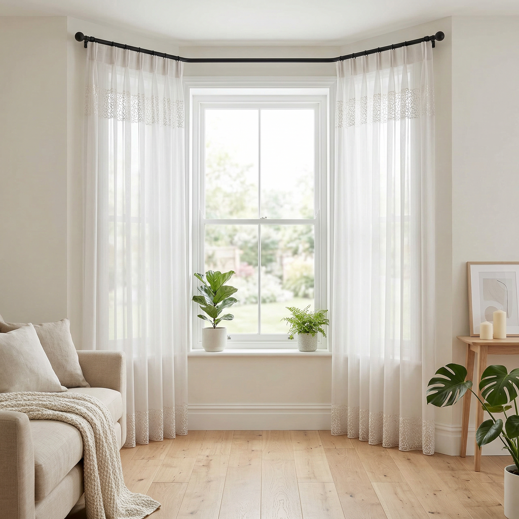 Silver Gold Sequin Border Sheer Curtains