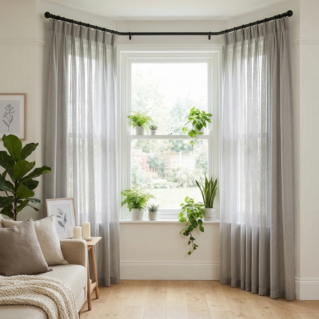 Mink Distressed Slub Tulle Sheer Curtains