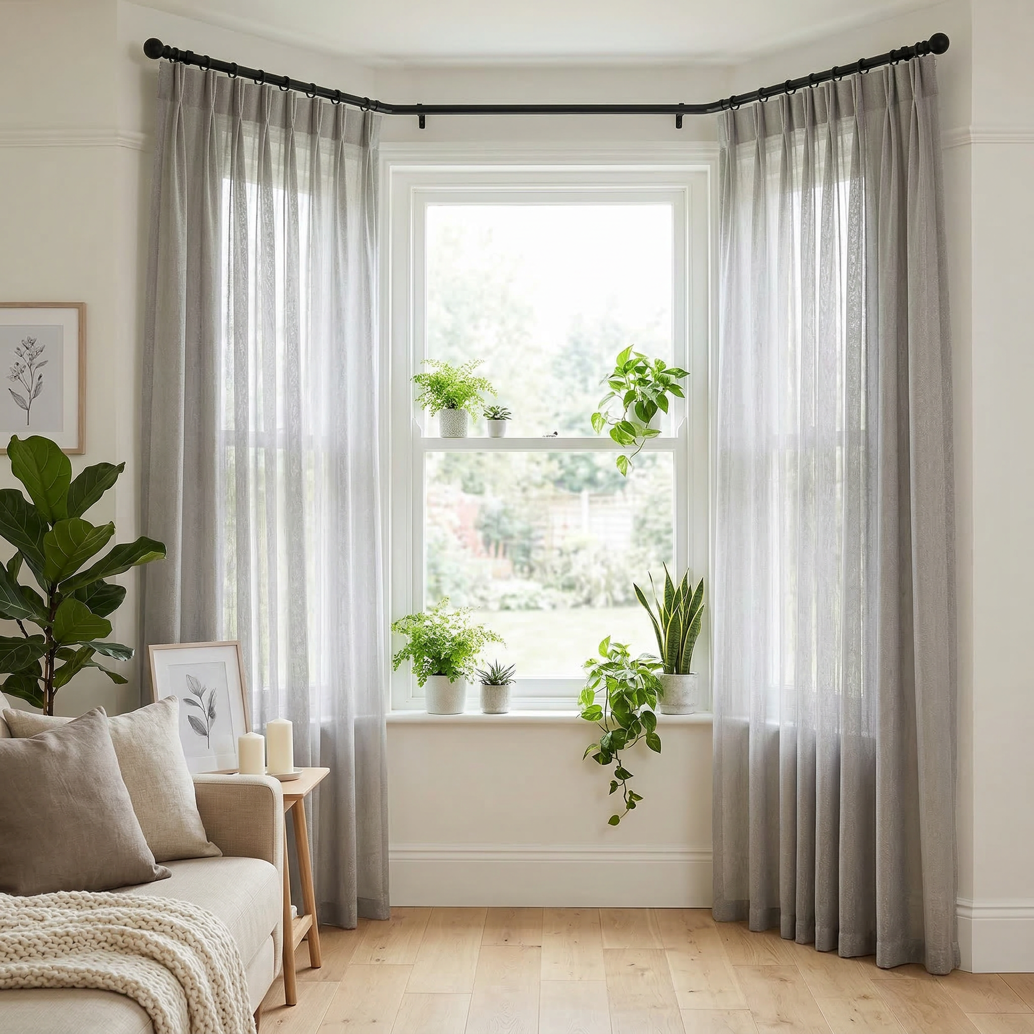 Mink Distressed Slub Tulle Sheer Curtains