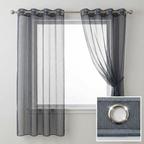Square Grid Linen Effect Net Curtains