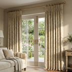 Cream & Gold Jacobean Floral Brocade Curtains