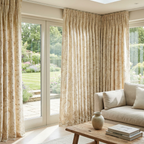 Cream & Gold Jacobean Floral Brocade Curtains