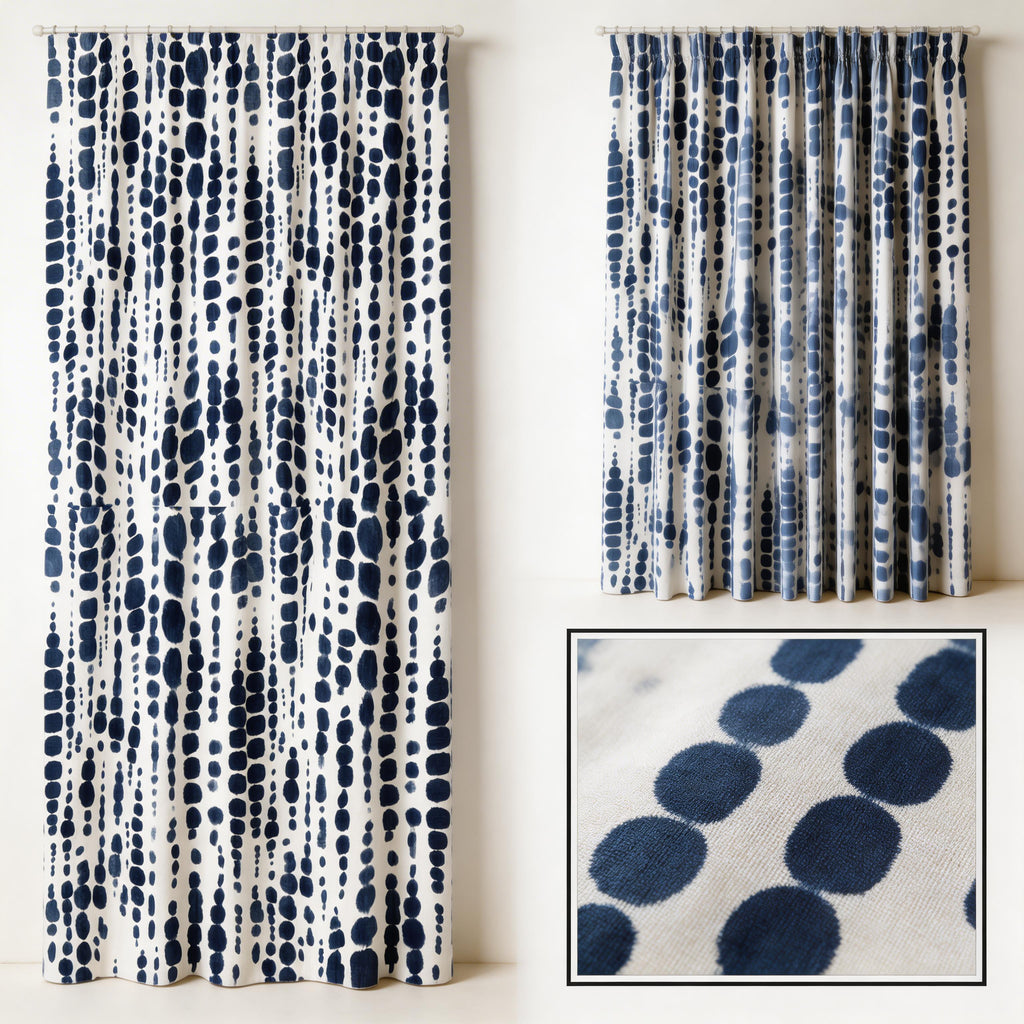 Navy Blue Dots Curtains
