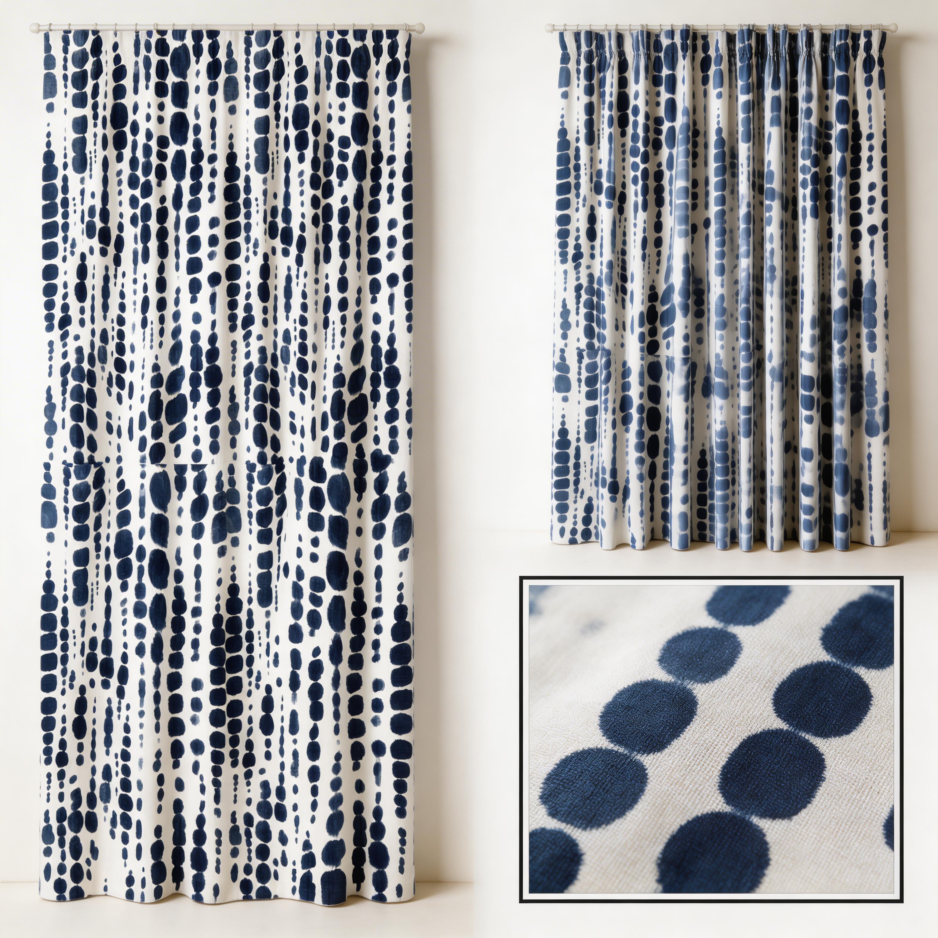 Navy Blue Dots Curtains