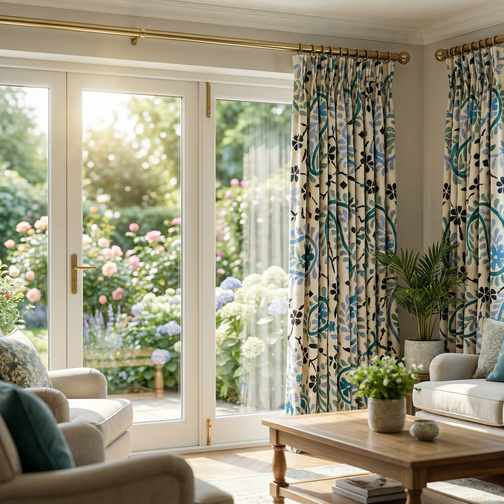 Royal Blue Blossom Paisley Curtains