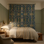 Blue/Green Ikat Linen Blend Curtains