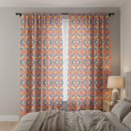 Orange Teal Feather Pattern Curtains