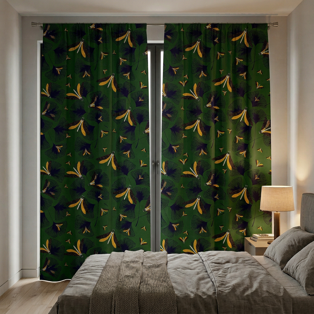Green Ginkgo Leaf Curtains