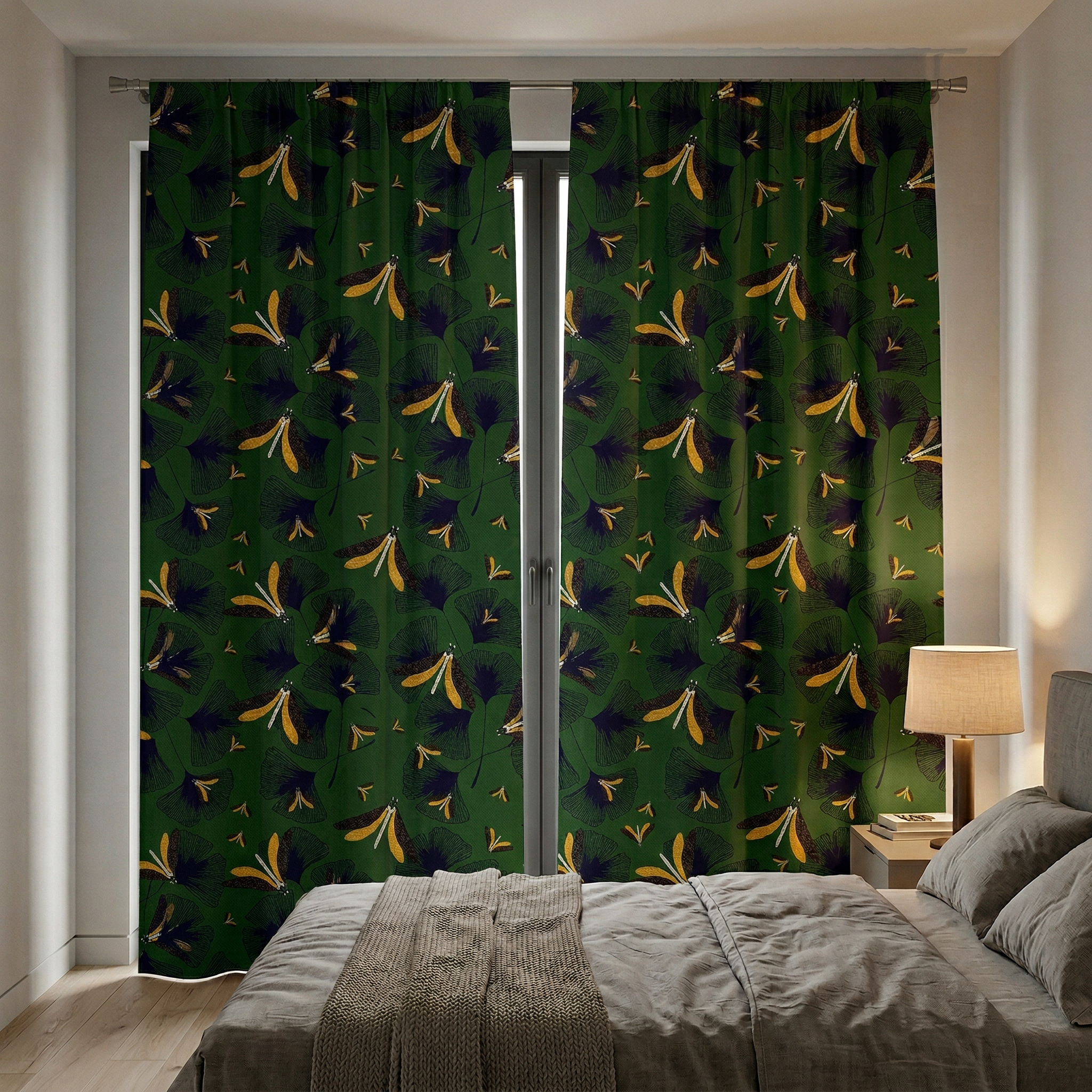 Green Ginkgo Leaf Curtains