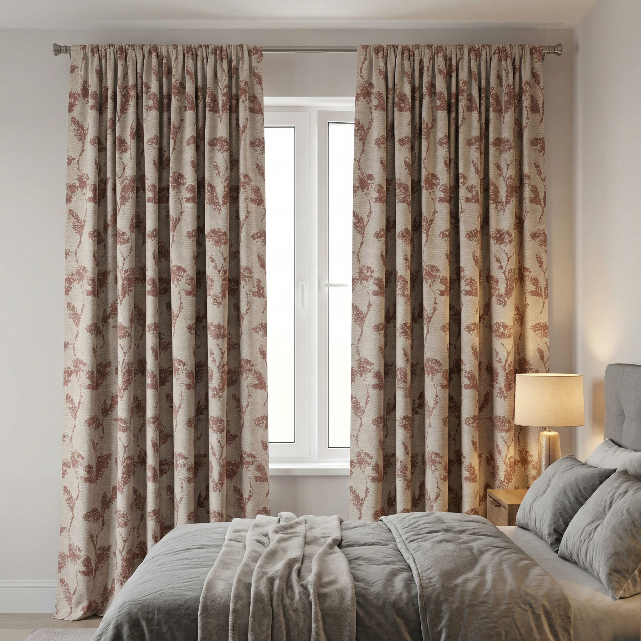 Dusky Floral Leaf Curtains