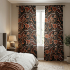 Black & Orange Paisley Curtains