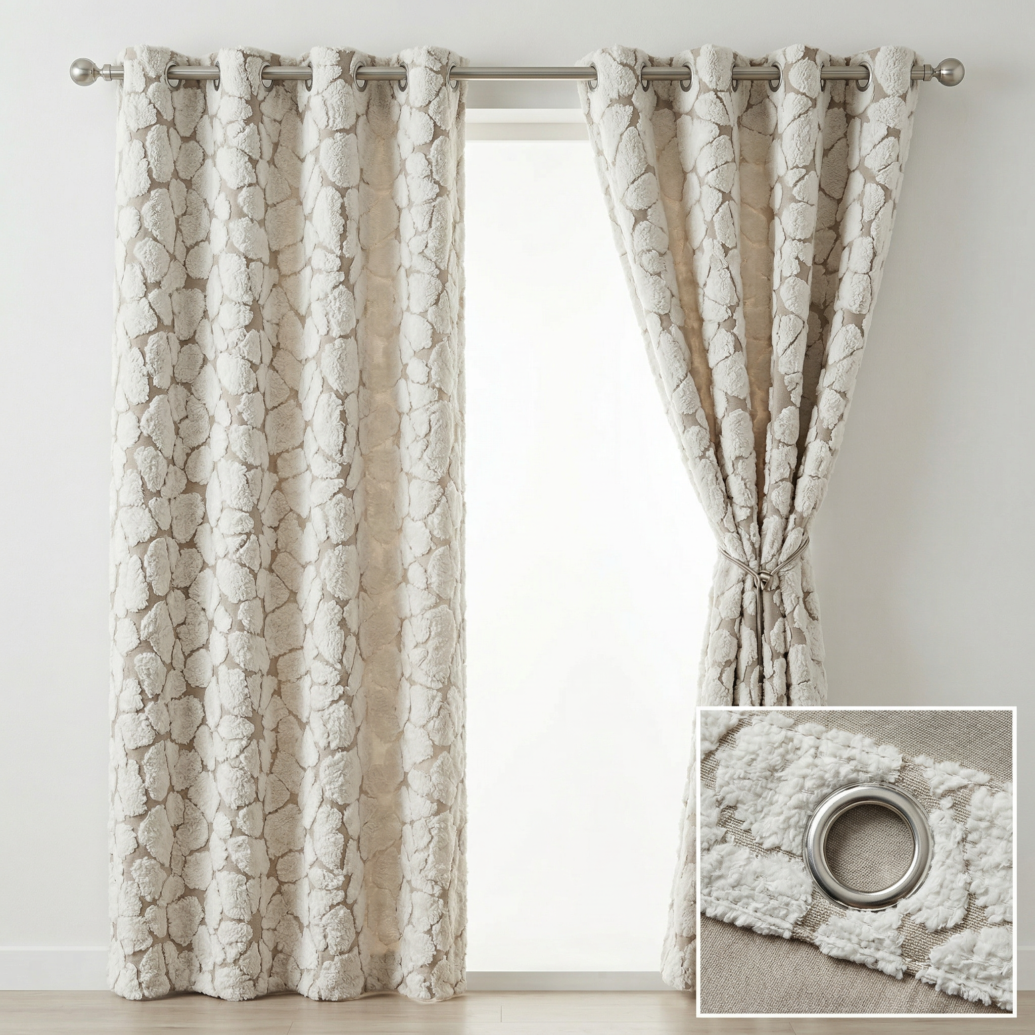 Abstract Grey Crackle Curtains