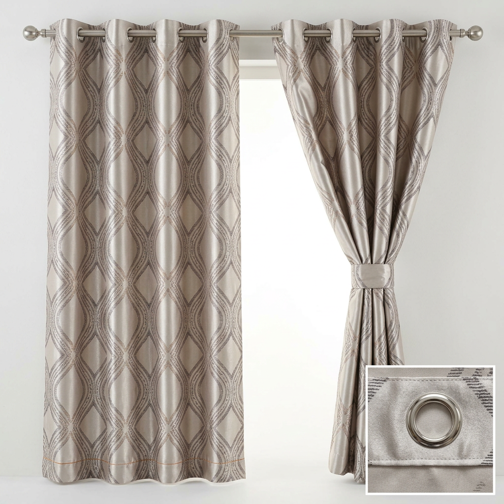 Scandinavian Geometric Jacquard Curtains