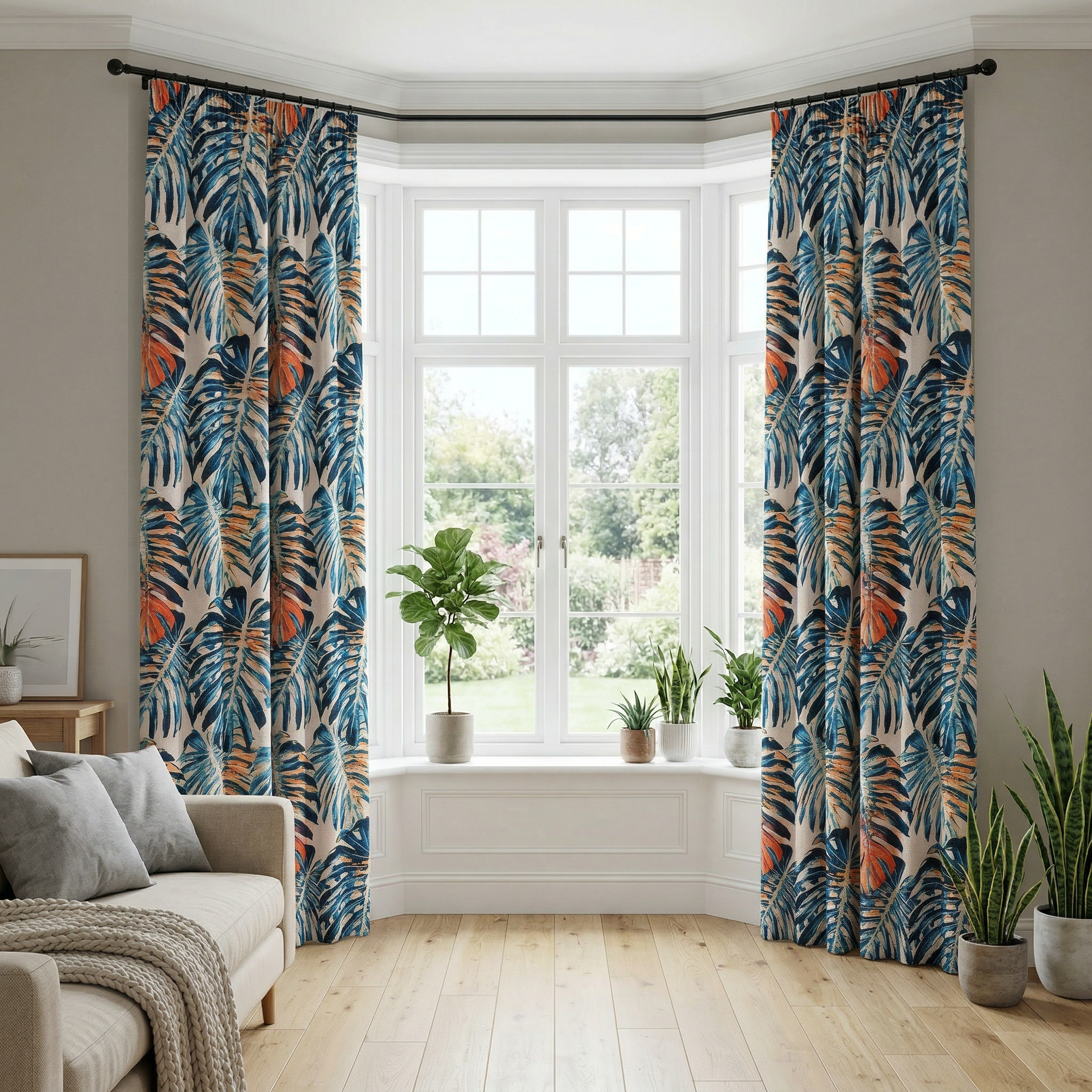 Tropical Monstera Leaf Curtains