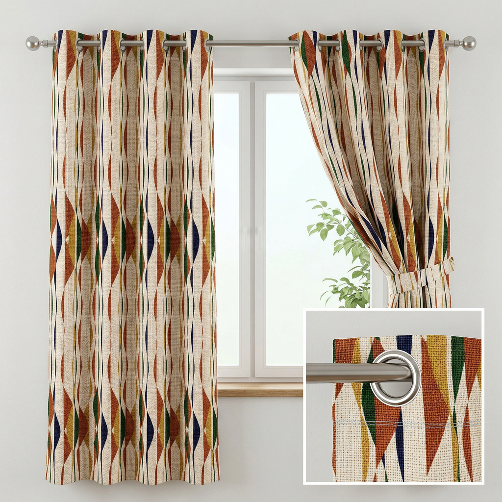 Abstract Wavy Patten Curtain Curtains