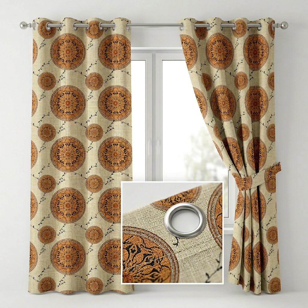 Bohemian Gold Circles Curtains
