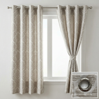 Traditional Cream And Beige Damask Jacquard Curtians