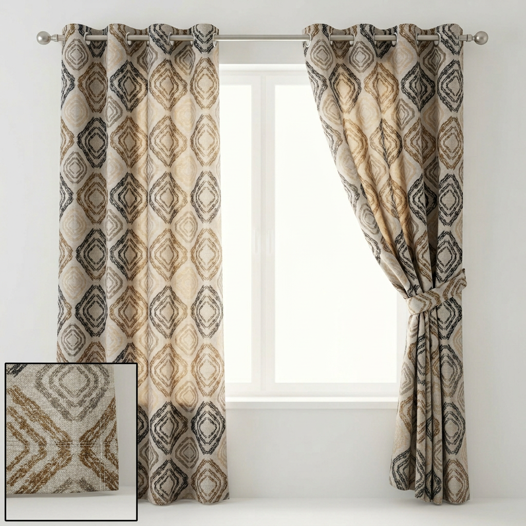 Geometric Diamond Pattern Curtains
