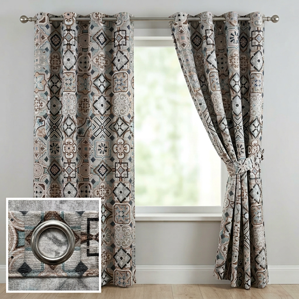 Vintage Terracotta Pattern Curtains