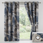 Navy Blue Tropical Palm Leaf Curtains