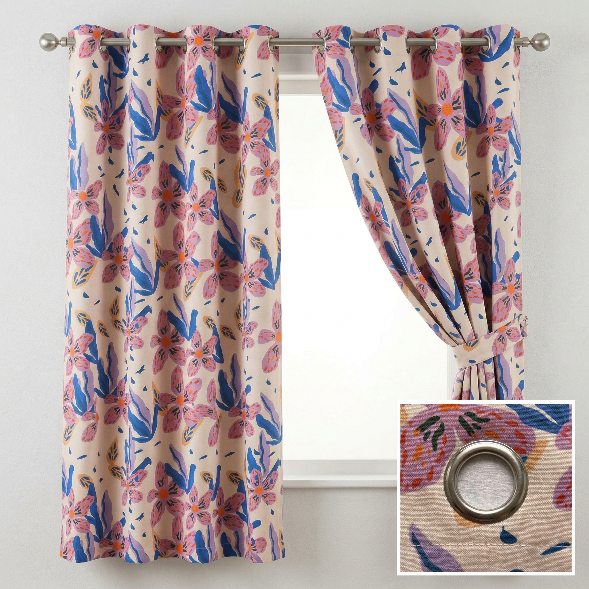 Abstract Floral Pattern Curtains