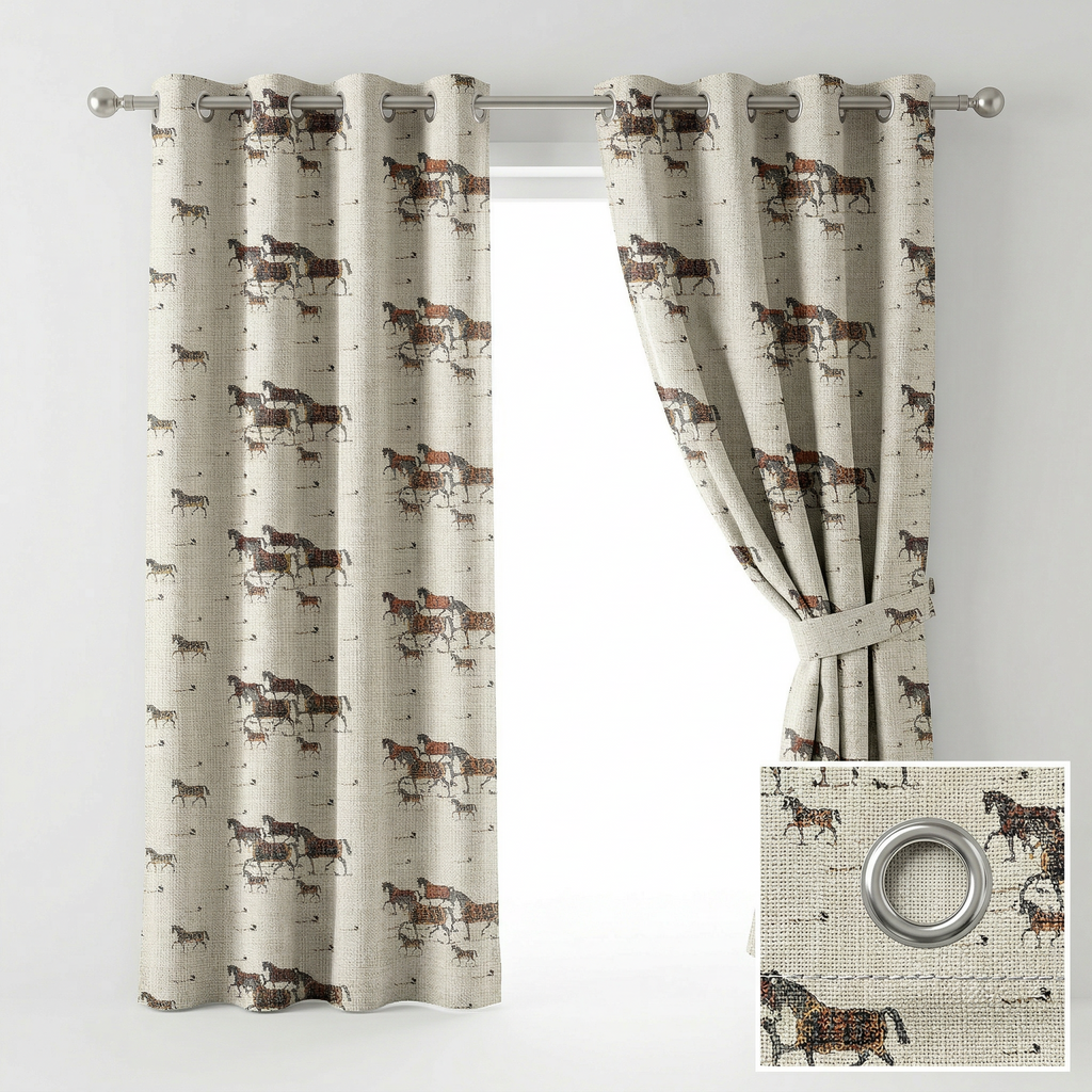 Wild Brown Horses Curtains