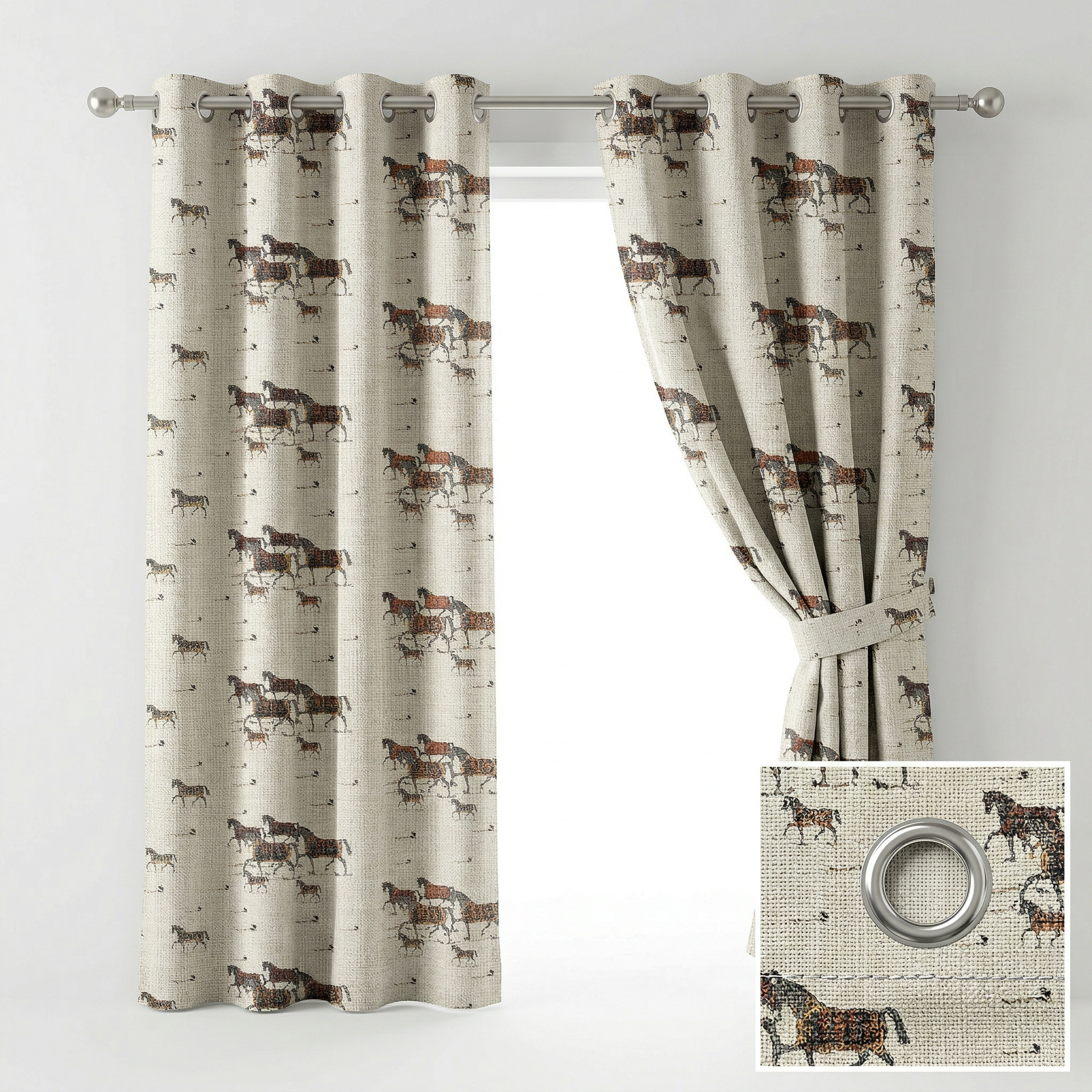 Wild Brown Horses Curtains