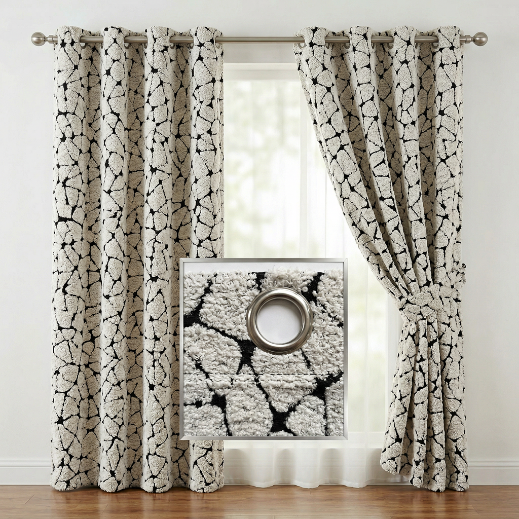 Abstract Grey Crackle Curtains